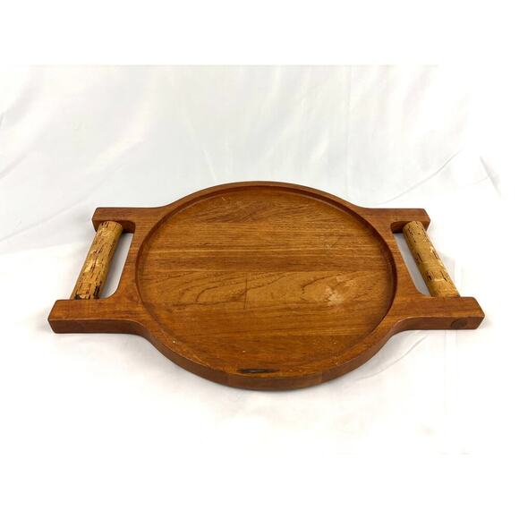 Richard Nissen Teak Wood Tray w/ Cork Handles Danmark Scandinavian MCM 1960s VTG - Picture 10 of 15